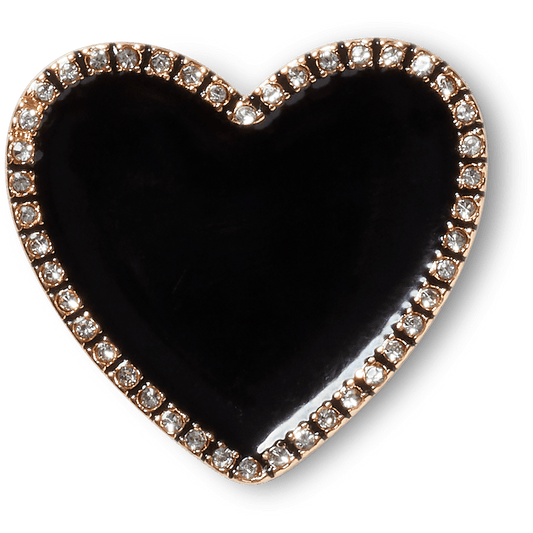 Crocs For Sale | Black Heart with Gold Outline Jibbitz™ charms