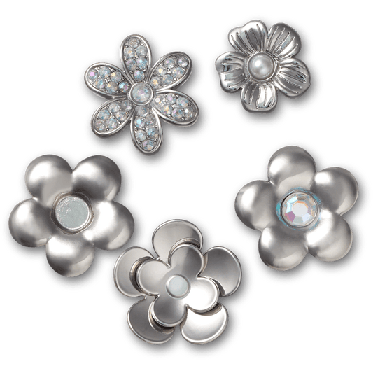 Crocs US | Monochrome Slvr Flwrs 5 Pack Jibbitz™ charms