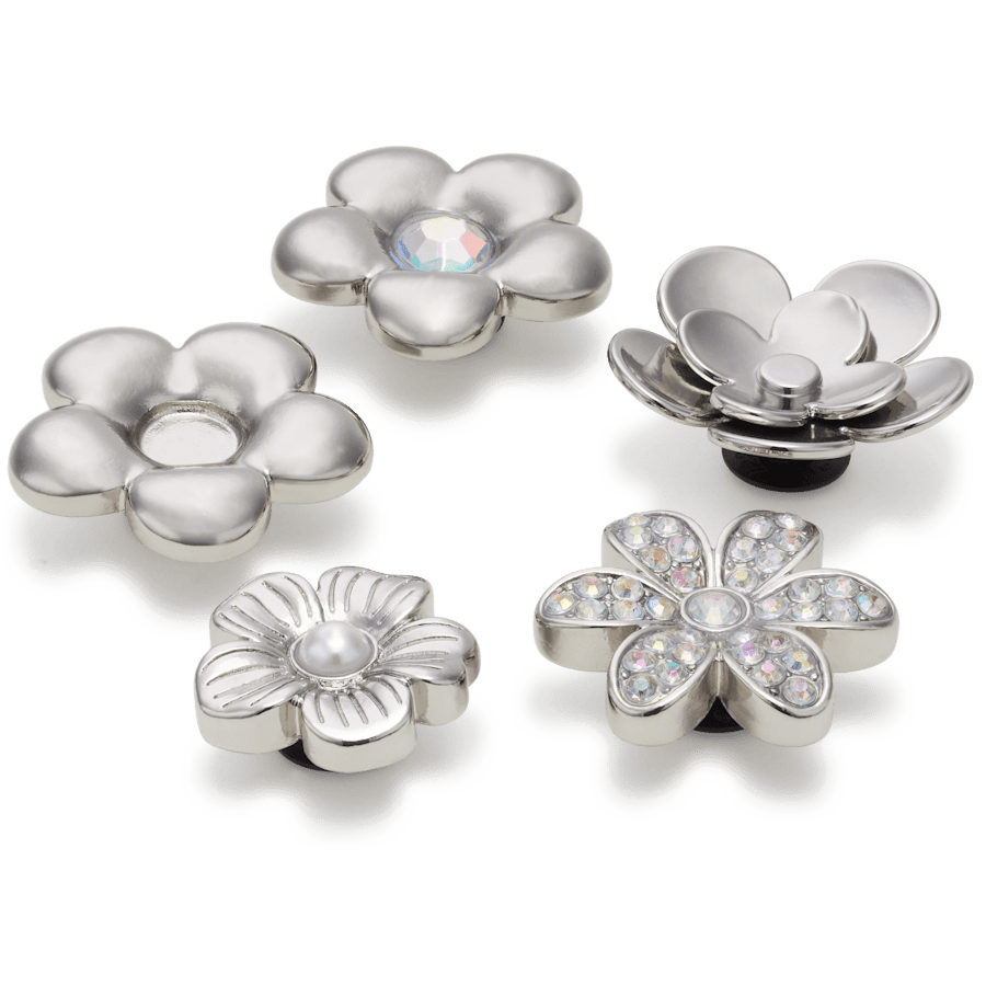 Crocs US | Monochrome Slvr Flwrs 5 Pack Jibbitz™ charms