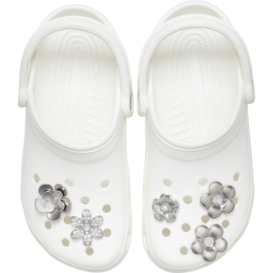 Crocs US | Monochrome Slvr Flwrs 5 Pack Jibbitz™ charms