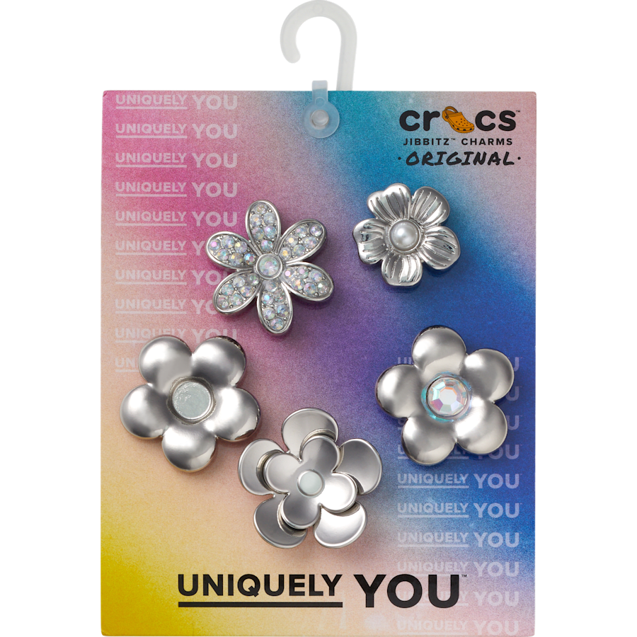 Crocs US | Monochrome Slvr Flwrs 5 Pack Jibbitz™ charms