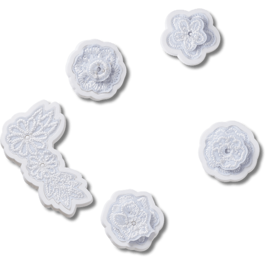 Crocs On sale | White Elegant Floral 5 Pack Jibbitz™ charms