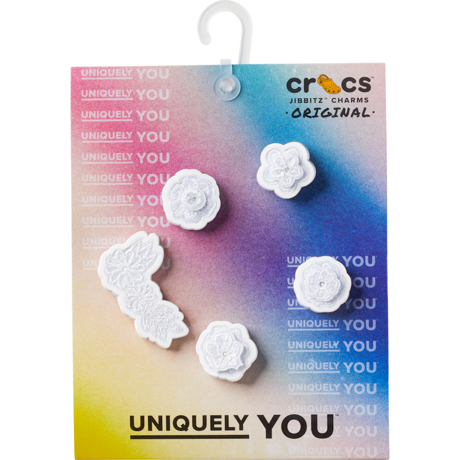 Crocs On sale | White Elegant Floral 5 Pack Jibbitz™ charms