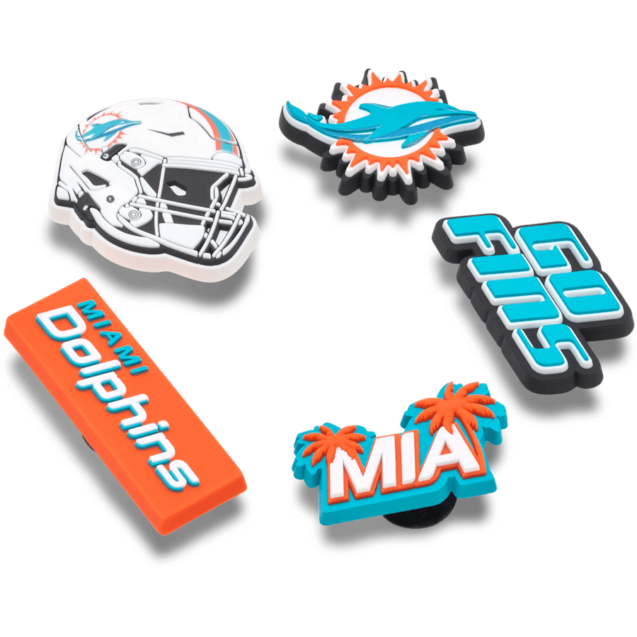 Crocs On sale | NFL Miami Dolphins 5 Pack Jibbitz Shoe Charm