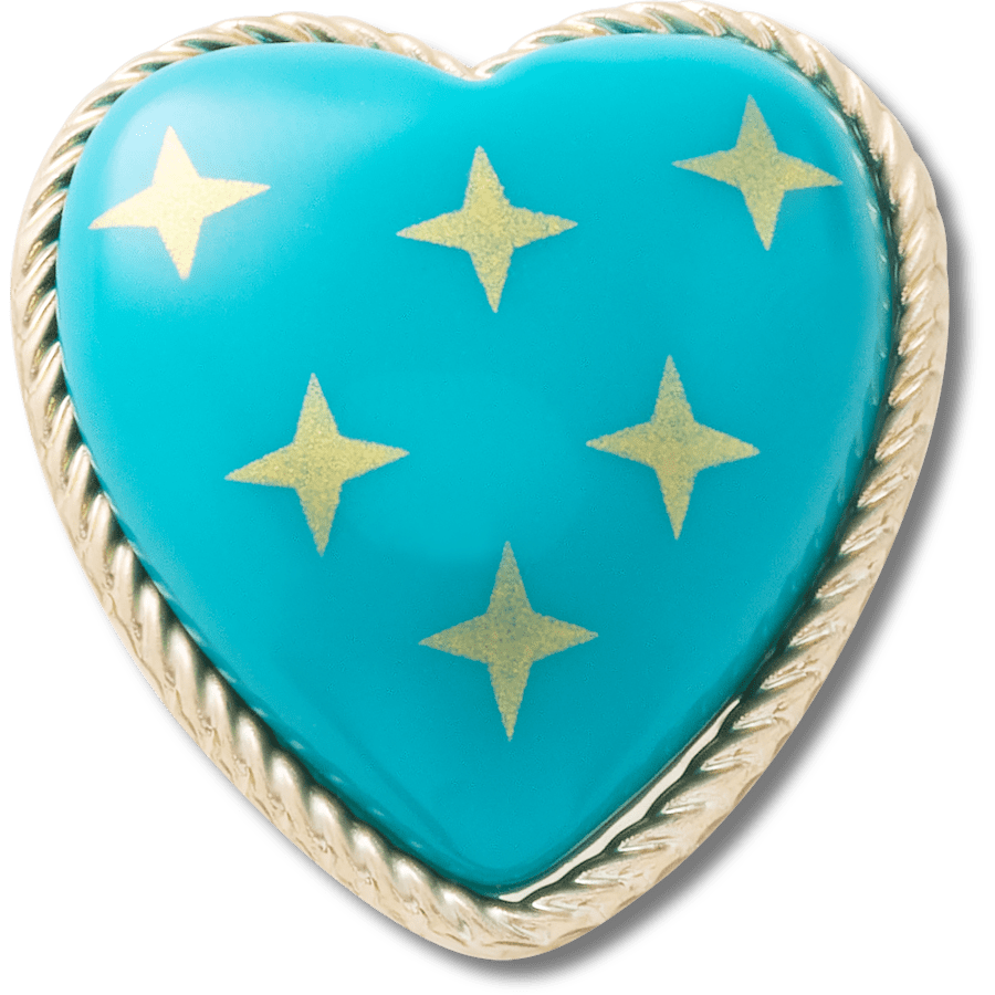 Crocs On sale | Turquoise and Gold Heart Jibbitz™ charms