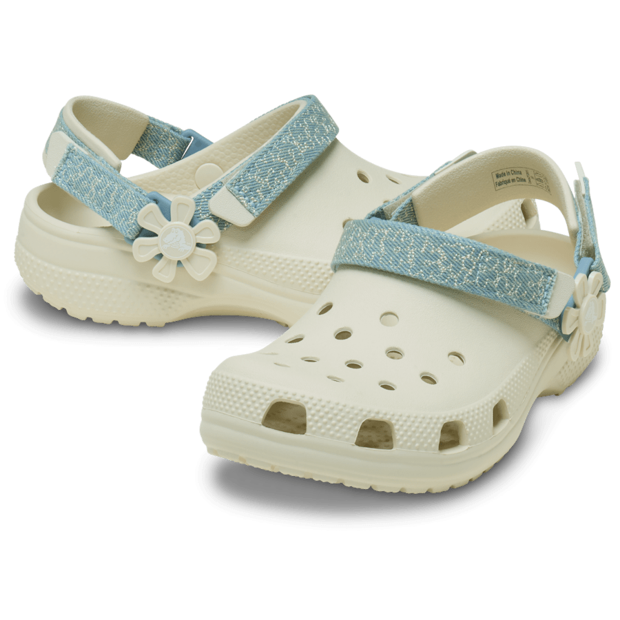 Crocs Sale | Kids’ Classic Denim Flower Adjustable Backstrap Clog