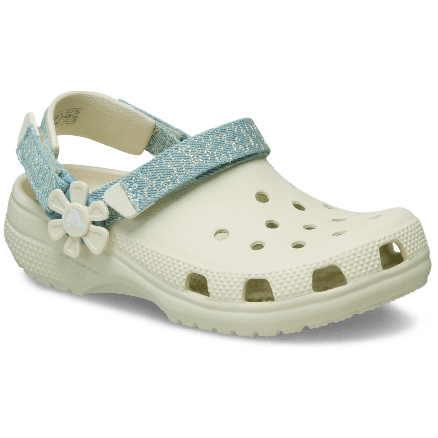 Crocs Sale | Kids’ Classic Denim Flower Adjustable Backstrap Clog