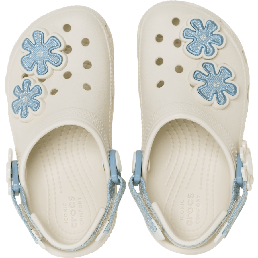 Crocs On sale | Toddler Classic Denim Flower Adjustable Backstrap Clog